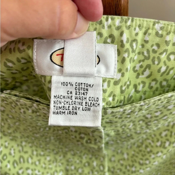 Talbots Size 16 Green Leopard Print 100% Cotton Skirt - Picture 3 of 4